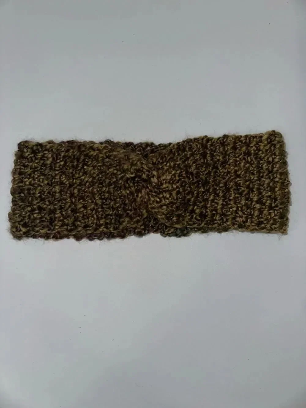 Hand Crochet Camo Green Purple Burgundy Twist Front Headband
